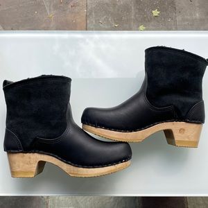 No. 6 Pull On Shearling Mid Heel Clog Boots